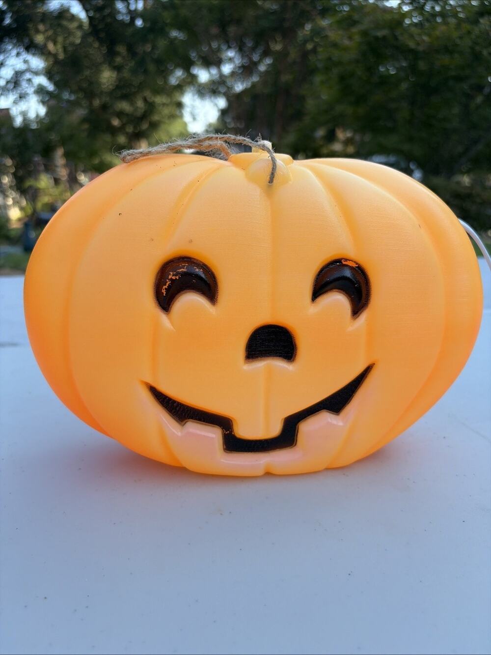 VTG Blinky Halloween Jack O Lantern 9" Pumpkin Blow Mold Flat Lighted Window